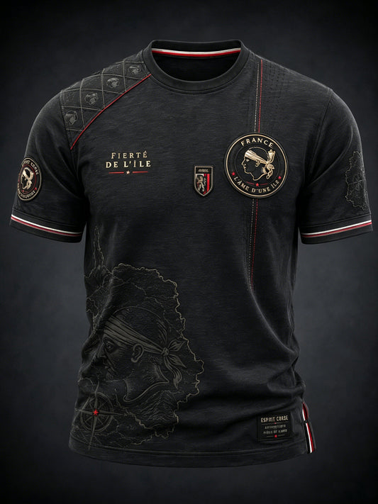 T-shirt décontracté avec illustration d’une carte de la Corse vintage