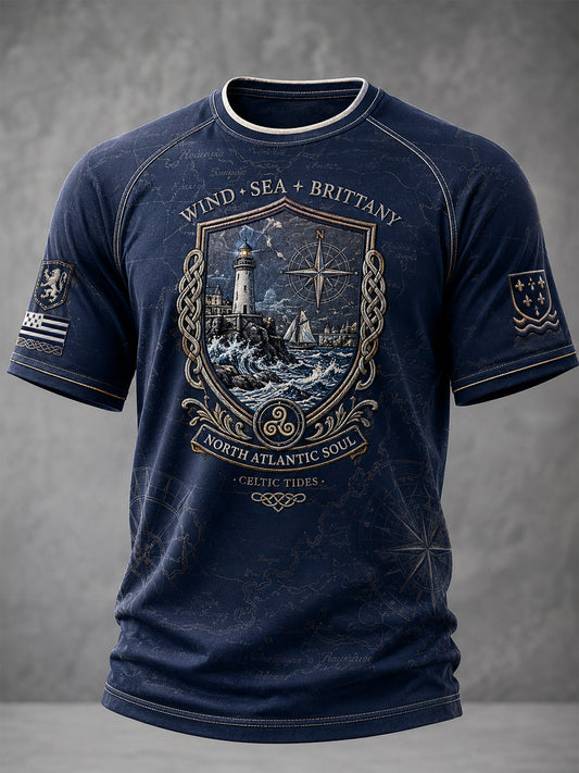 T-shirt décontracté à manches courtes pour homme, imprimé celtique de Bretagne, France