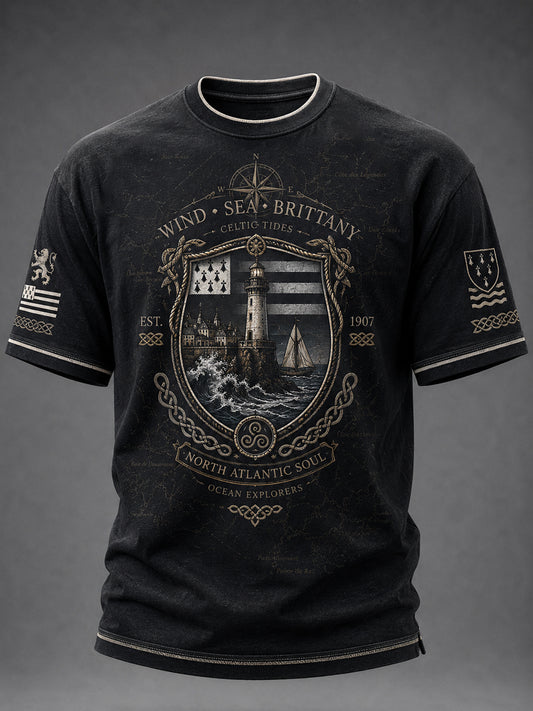 T-shirt pour hommes imprimé celtique de Bretagne, France