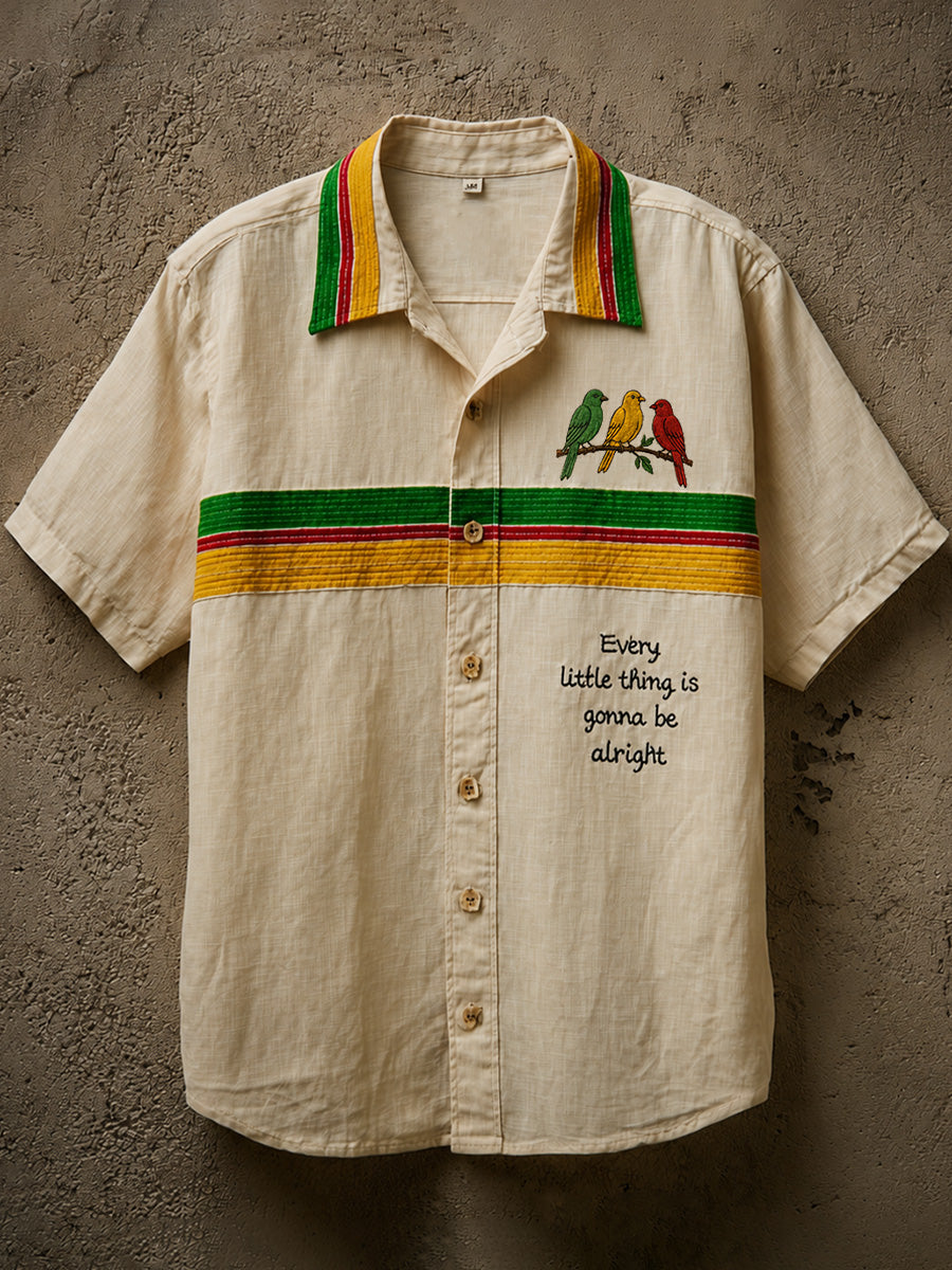 Chemise Reggae Music Linen Blend Homme