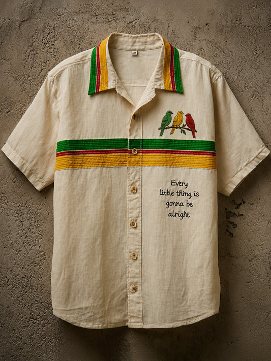 Chemise Reggae Music Linen Blend Homme