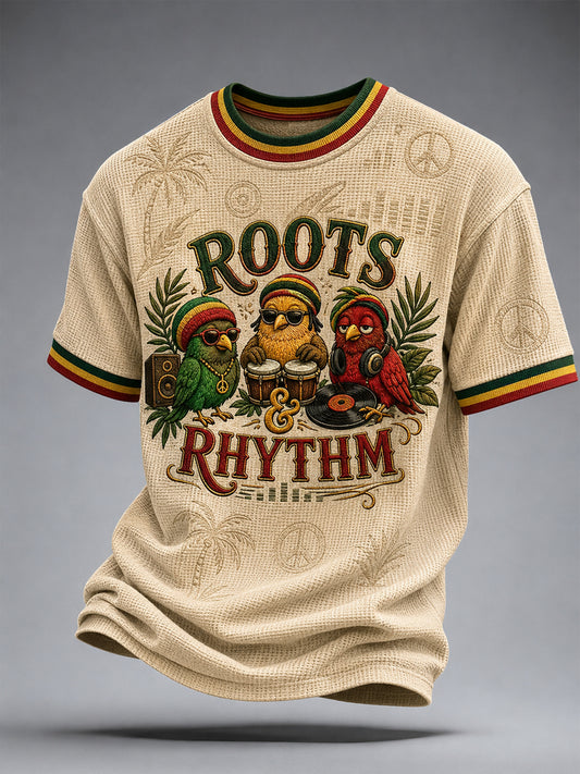 T-shirt à tissage gaufré décontracté pour les fans de reggae