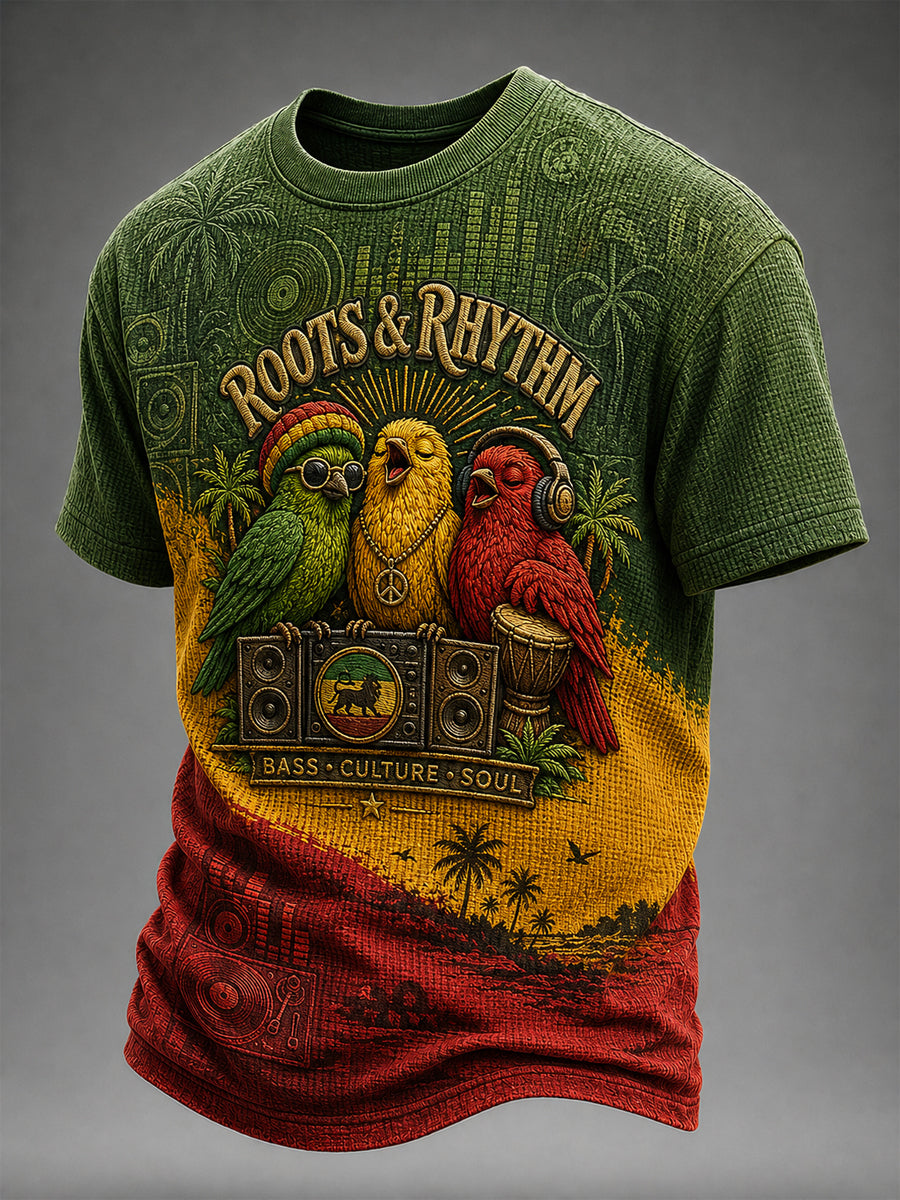 Fun Reggae Bird-T-shirt décontracté gaufré