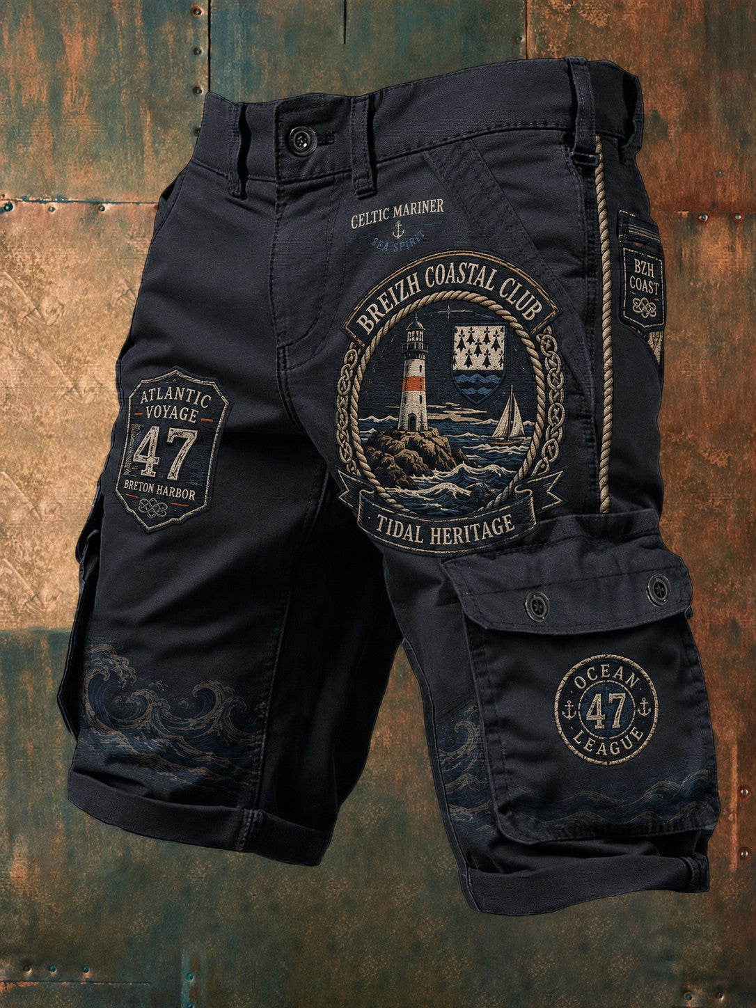 Shorts à imprimé celtique breton pour hommes