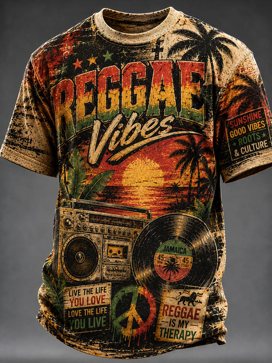 T-shirt décontracté à imprimé reggae pour homme