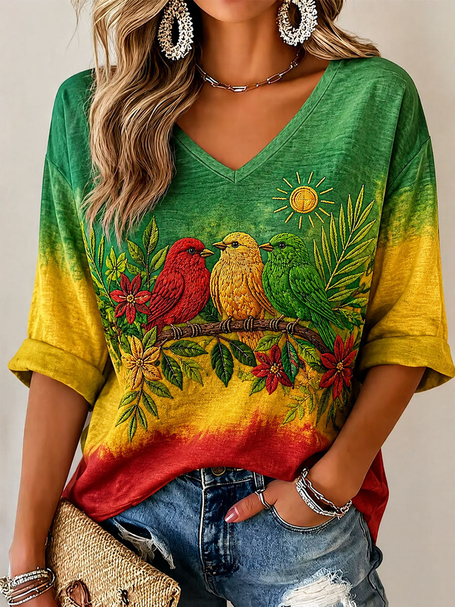 T-shirt décontracté imprimé pour femme « Every Little Thing Is Gonna Be Alright »