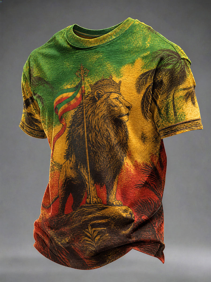 T-shirt décontracté pour homme à imprimé reggae