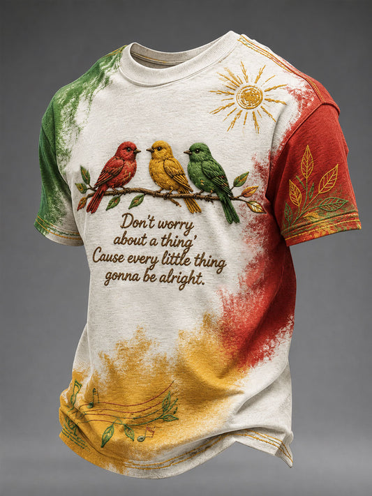 T-shirt décontracté imprimé pour homme «Every Little Thing Is Gonna Be Alright»