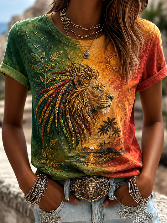 T-shirt décontracté pour femme à imprimé reggae