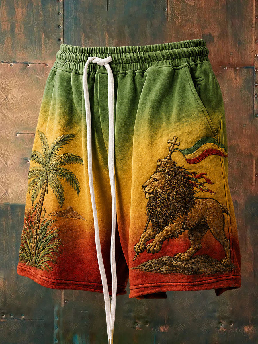 Short décontracté à imprimé reggae pour homme