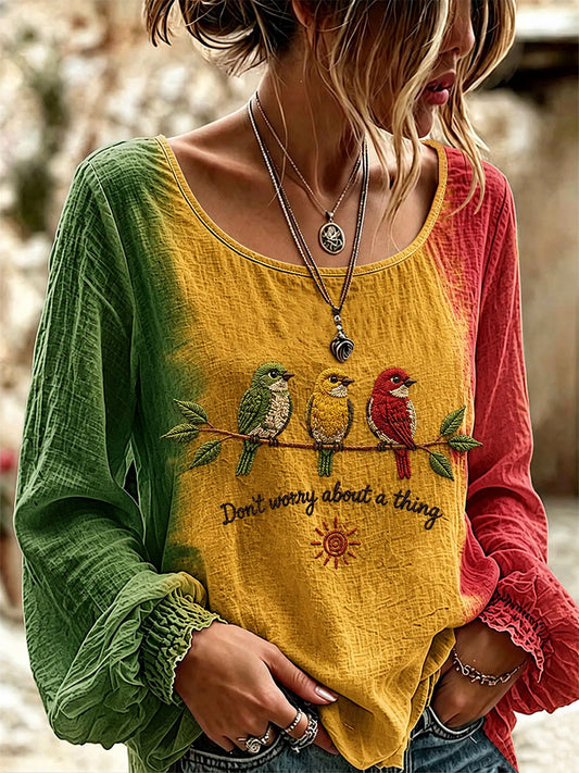 T-shirt décontracté imprimé pour femme « Every Little Thing Is Gonna Be Alright »