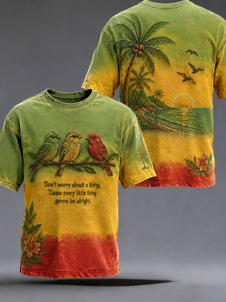 T-shirt décontracté imprimé pour homme «Every Little Thing Is Gonna Be Alright»