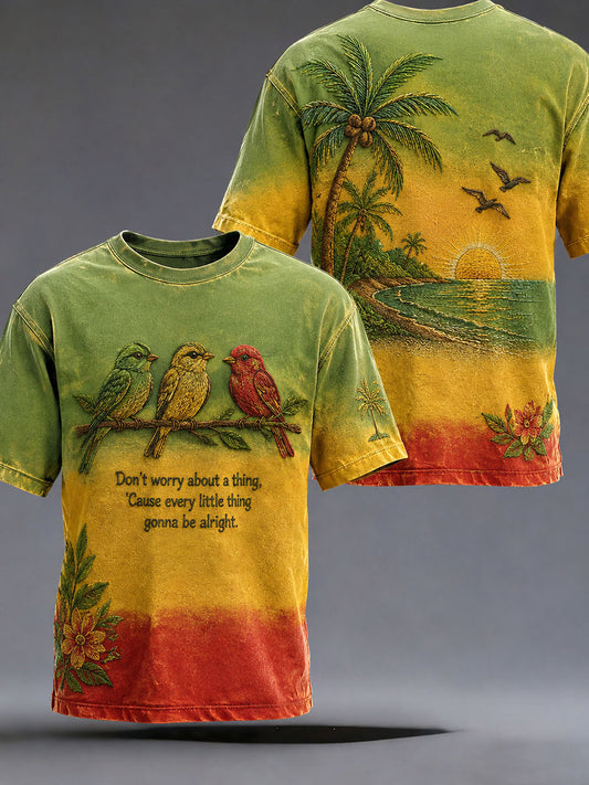 T-shirt décontracté imprimé pour homme «Every Little Thing Is Gonna Be Alright»