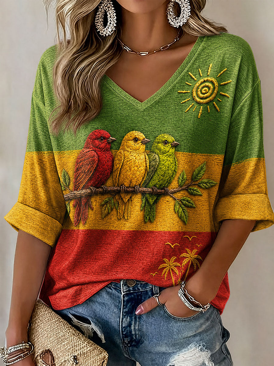 T-shirt décontracté imprimé pour femme « Every Little Thing Is Gonna Be Alright »