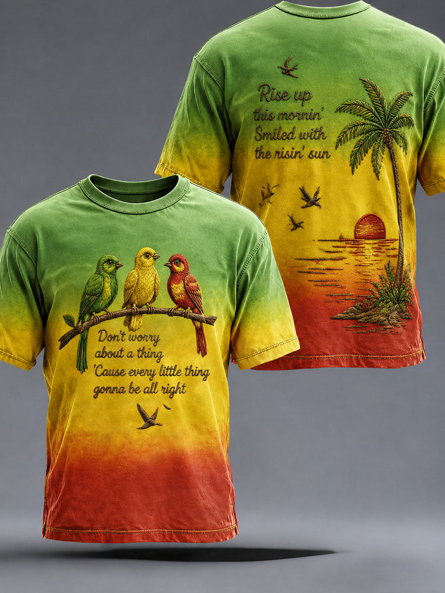 T-shirt décontracté imprimé pour homme «Every Little Thing Is Gonna Be Alright»