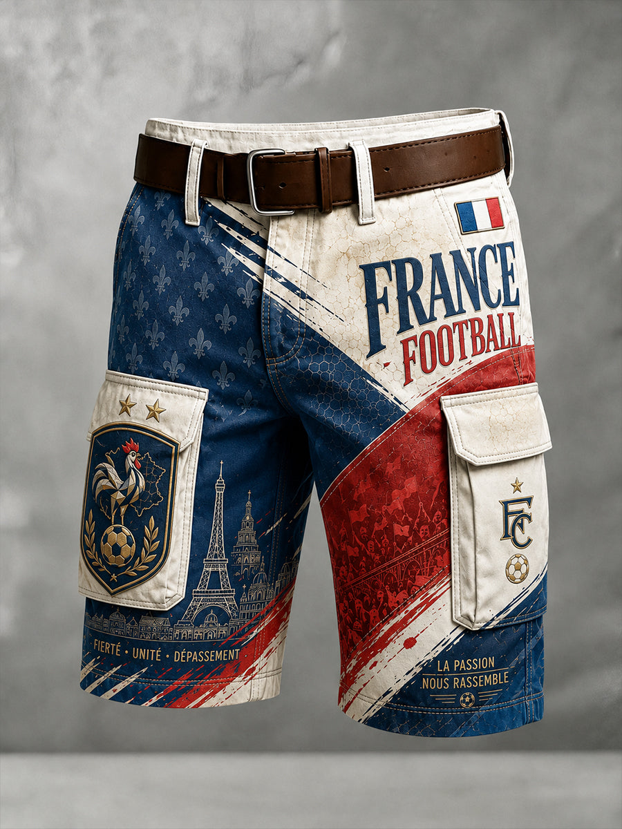 Short décontracté pour homme avec impression artistique France Football