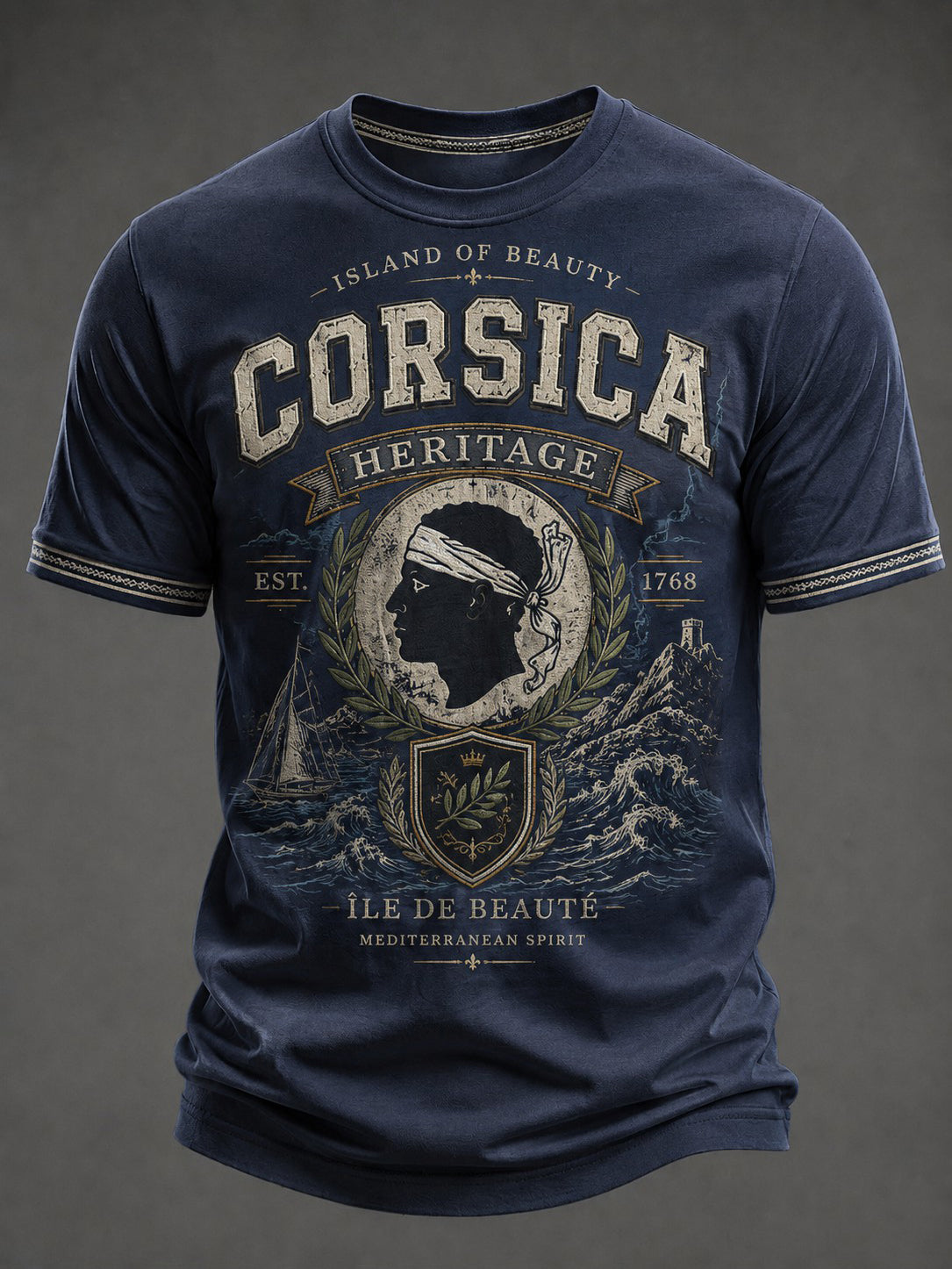 T-shirt pour homme imprimé du drapeau de la Corse