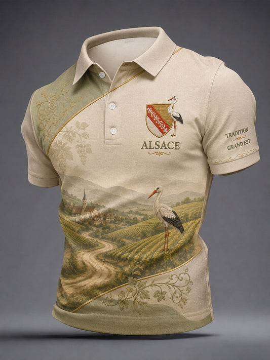Chemise homme à motif paysager d'Alsace, style français