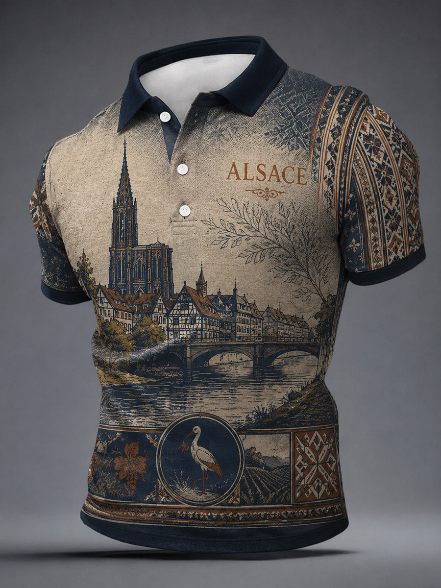 Chemise French Alsace Scenery Graphic pour homme