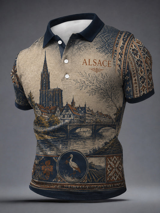 Chemise French Alsace Scenery Graphic pour homme