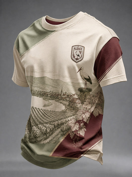 T-shirt Graphique Paysage Alsace Français Homme