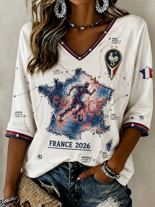 T-shirt manches courtes femme en lin de football français