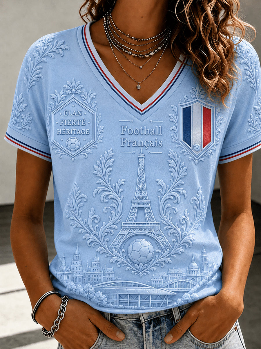 Women's French Football Fan Print T-shirt