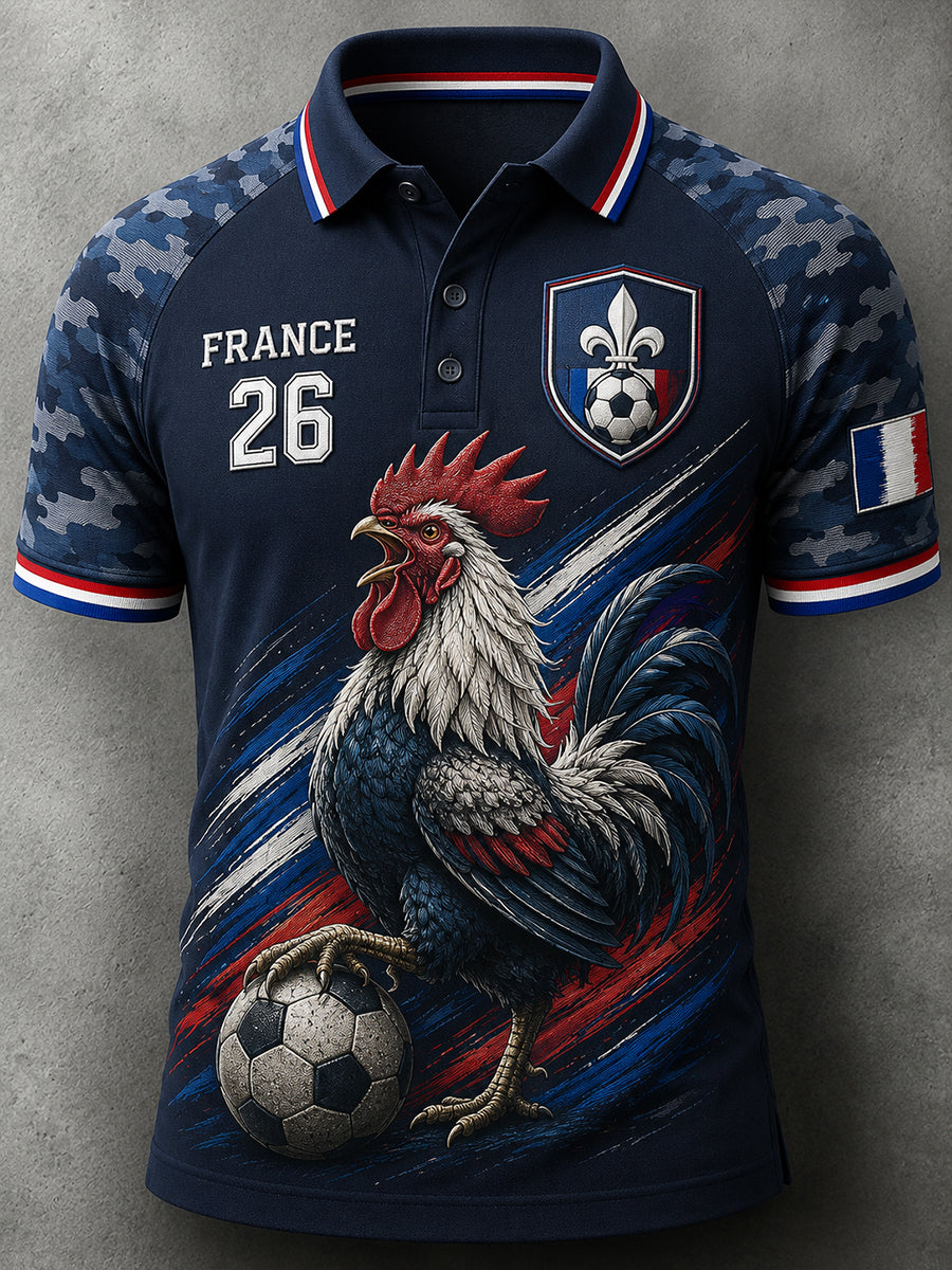 Men's French Football Fan Print Shirt
