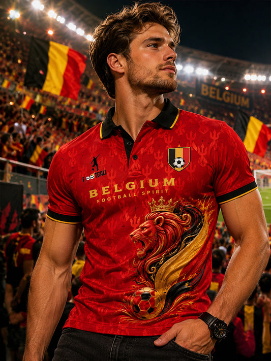 Polo à manches courtes pour homme avec imprimé footballistique