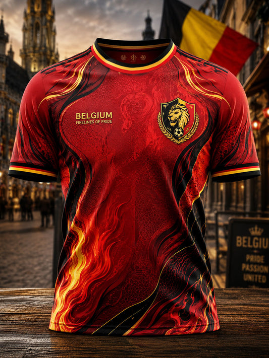 T-shirt imprimé pour hommes, fierté des amateurs de football belge