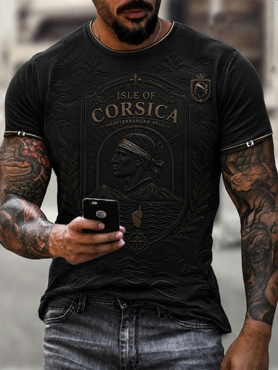 T-shirt pour homme imprimé du drapeau de la Corse