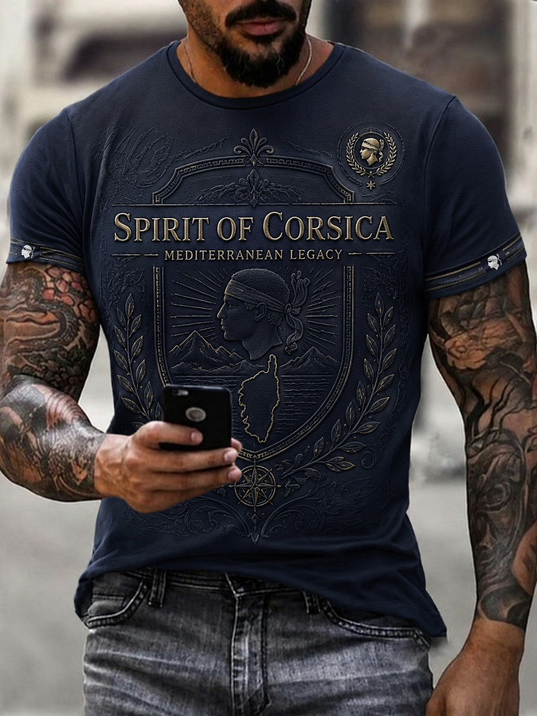 T-shirt pour homme imprimé du drapeau de la Corse