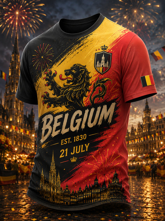 T-shirt imprimé à manches courtes pour hommes, fête nationale