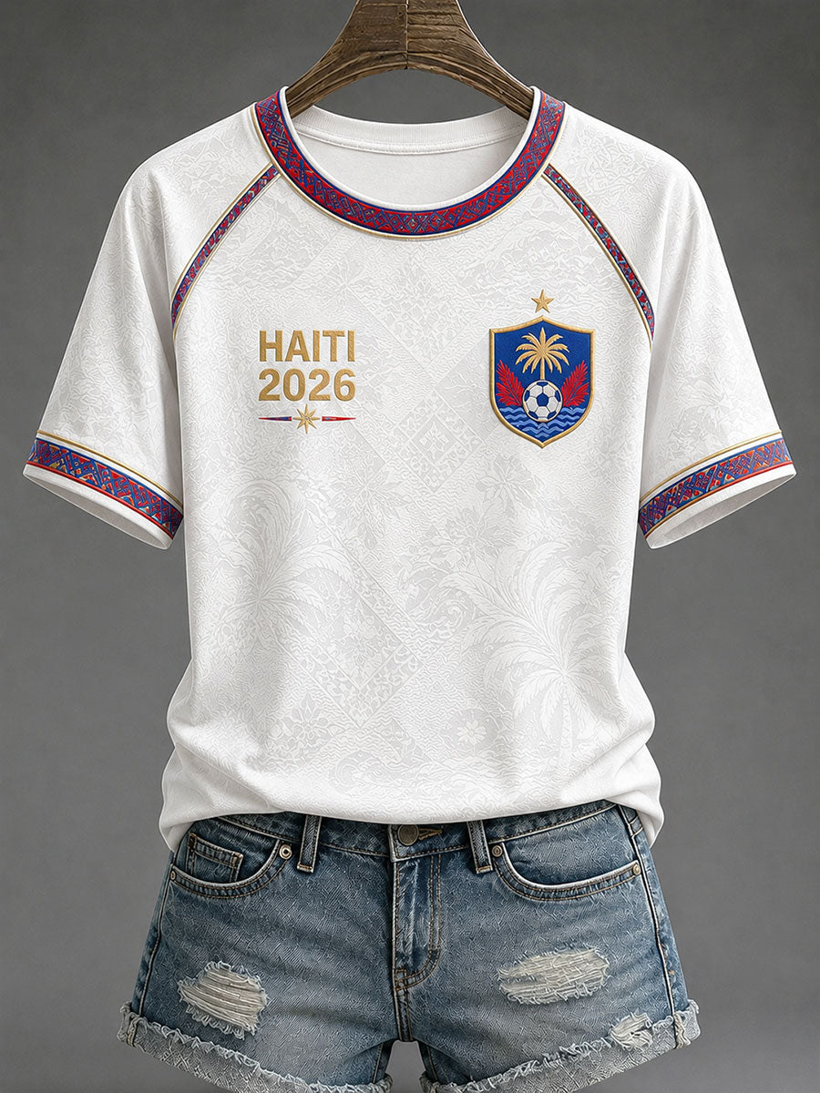 T-shirt décontracté de football Haïti 2026 pour femmes