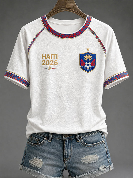 T-shirt décontracté de football Haïti 2026 pour femmes