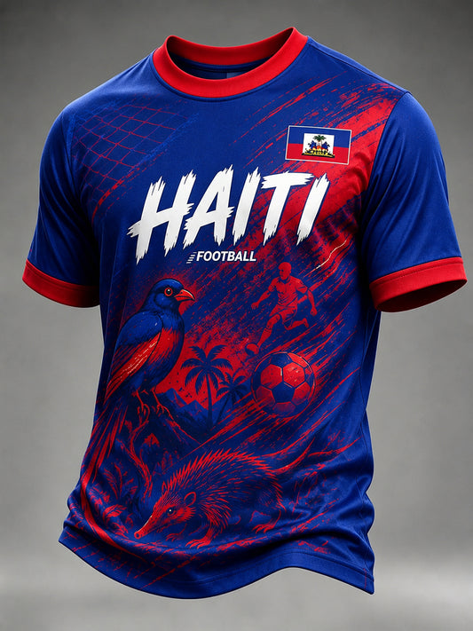 T-shirt à manches courtes pour homme avec imprimé footballistique