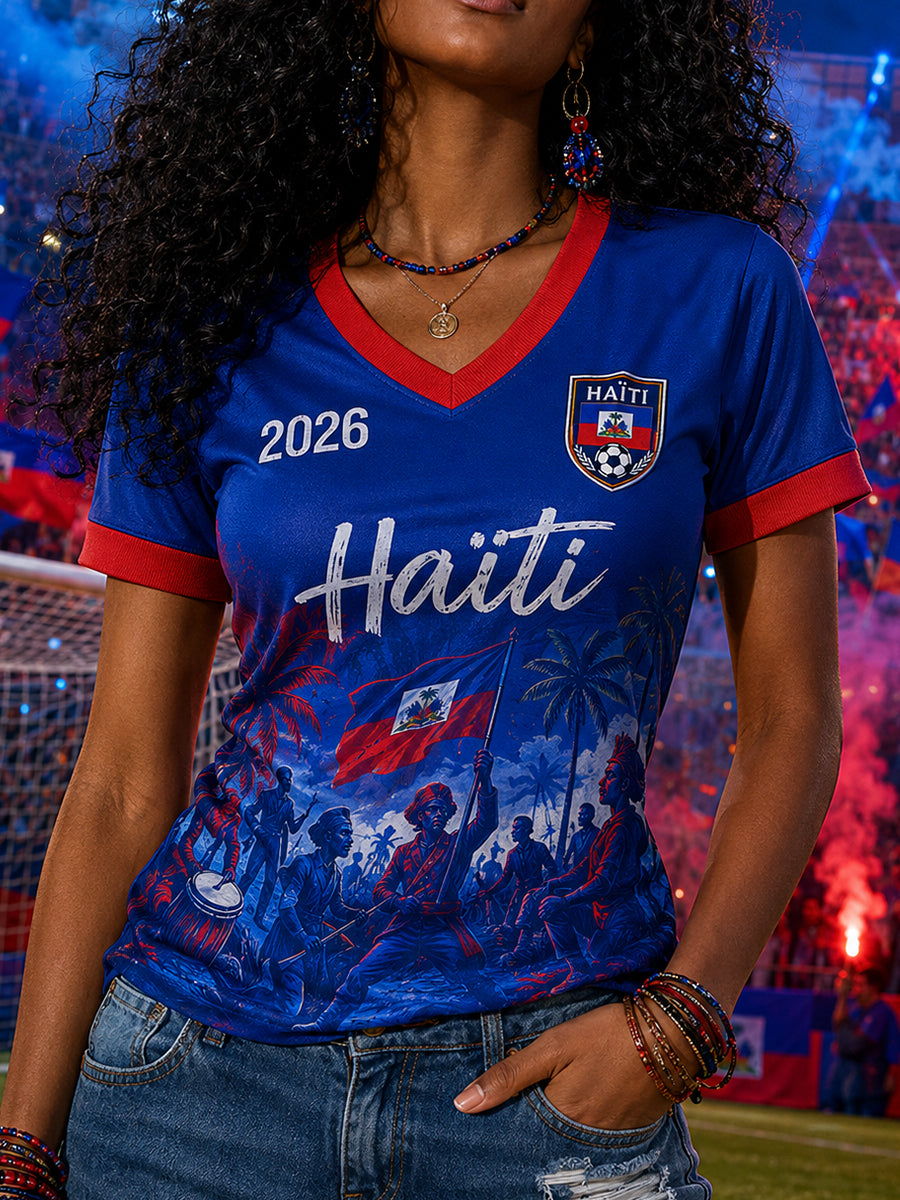 T-shirt Femme Imprimé à Col en V à Manches Courtes