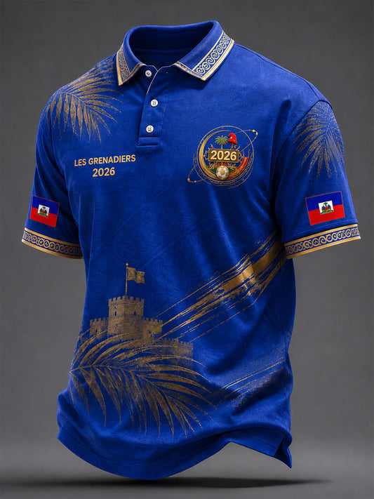 Polo décontracté de football pour hommes, Haïti 2026
