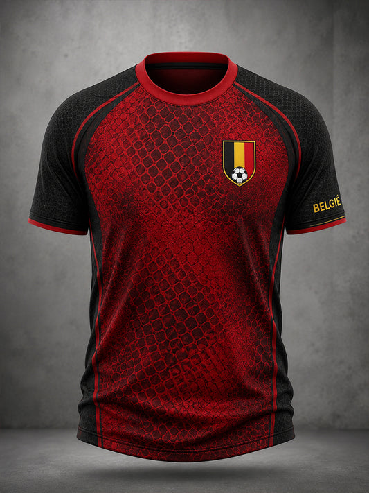 Maillot décontracté avec impression d’art fan de football belge rétro