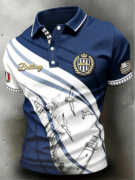 Polo Homme Imprimé Bretagne Française Business-Casual
