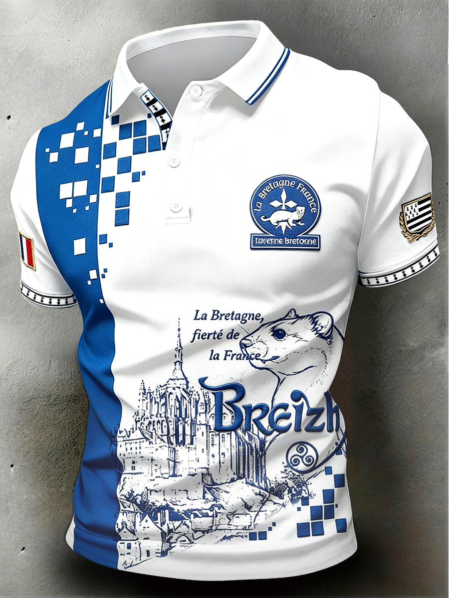 Polo Homme Français Bretagne Mont Saint-Michel Imprimé Business