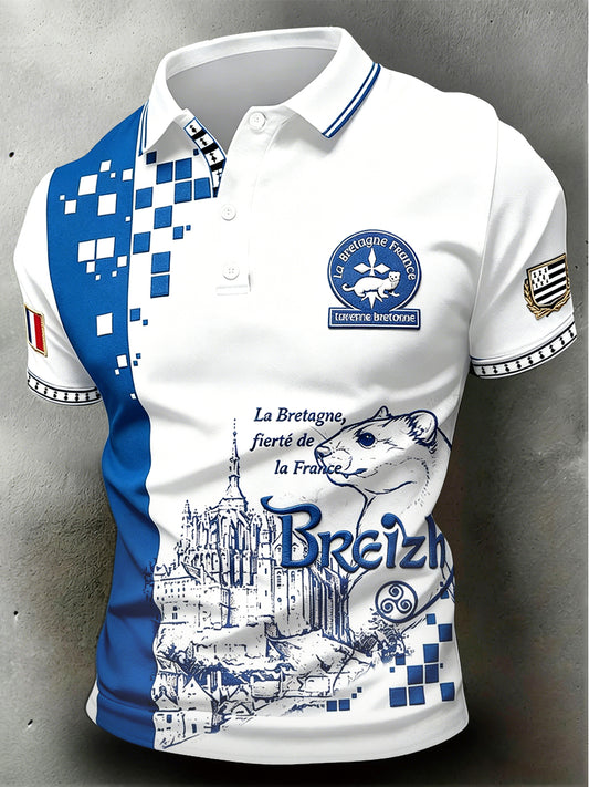Polo Homme Français Bretagne Mont Saint-Michel Imprimé Business