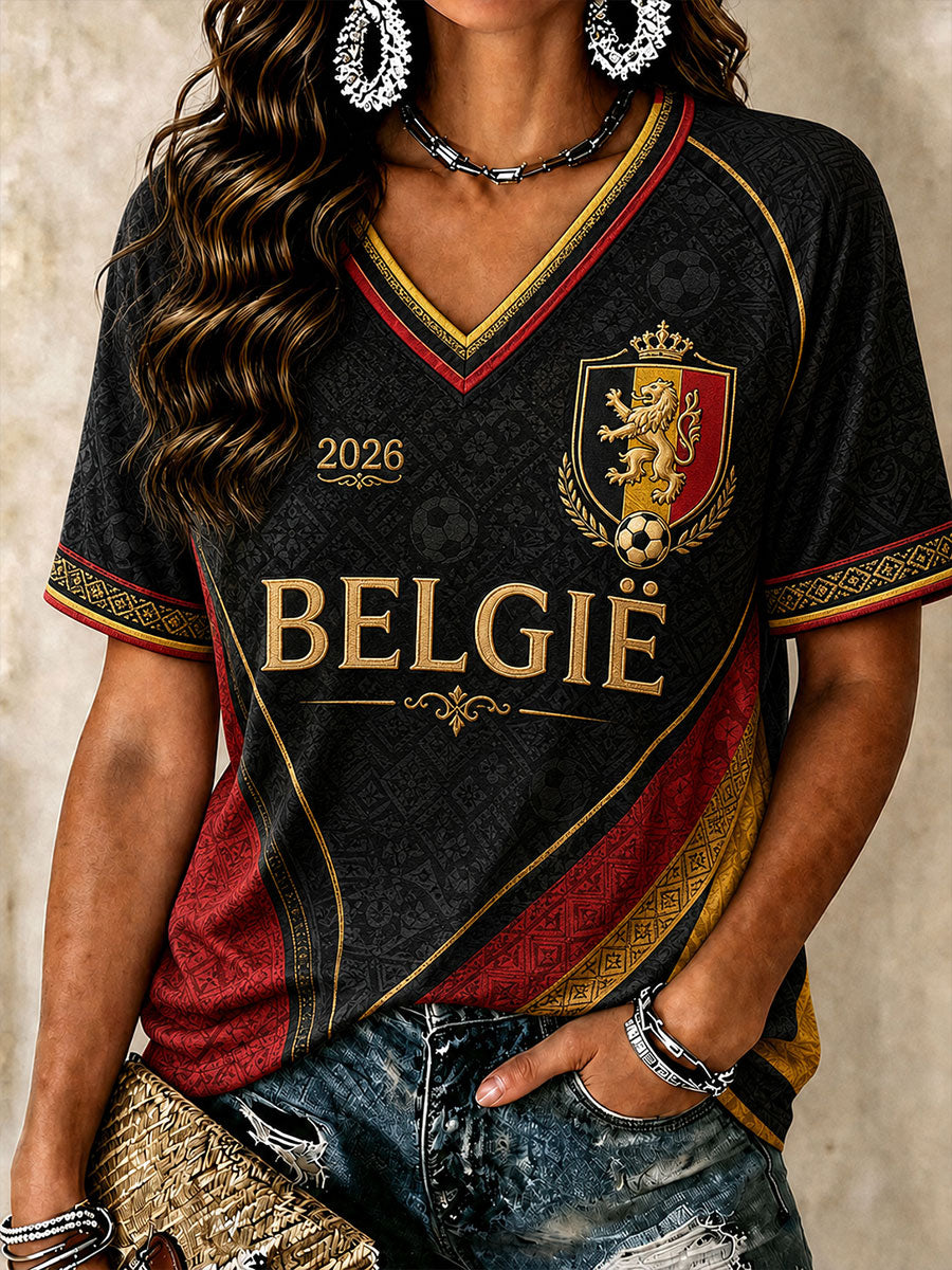 T-shirt col V de football pour femmes, Belgique