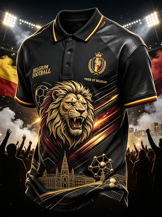 Polo Homme Manches Courtes Imprimé Lion Football