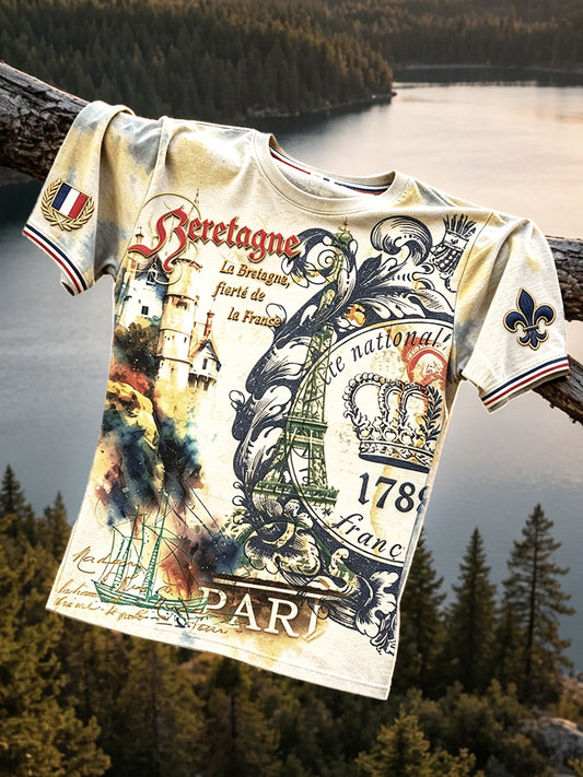 T-shirt Décontracté Homme Vintage French Brittany-Print