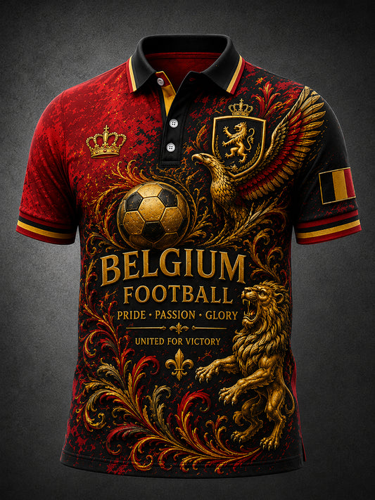 Polo à manches courtes pour homme avec imprimé footballistique
