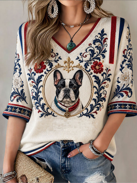 T-shirt à gaufres French Bulldog Femme