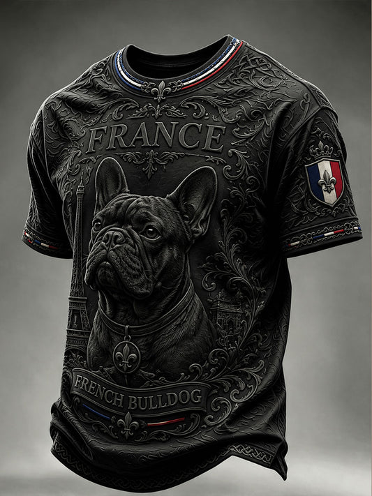 T-shirt manches courtes pour homme motif bouledogue français
