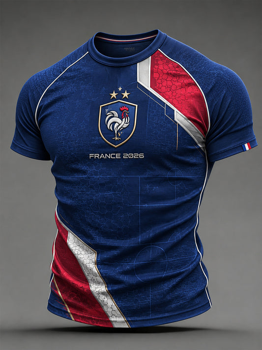 T-shirt manches courtes de football français pour hommes