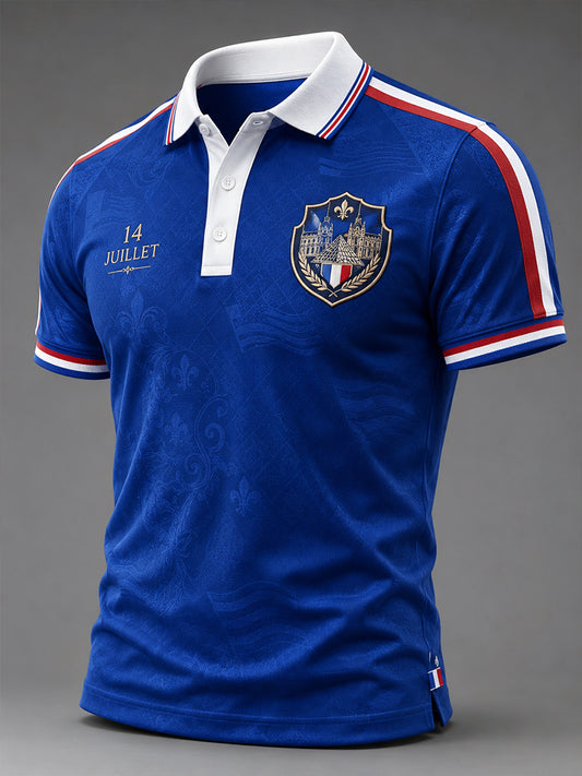 Chemise française à manches courtes pour la fête nationale du 14 juillet pour hommes